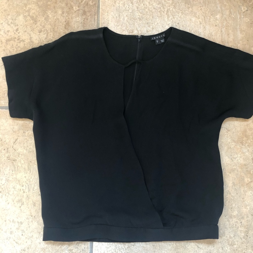 Beautiful black 100% silk Theory blouse